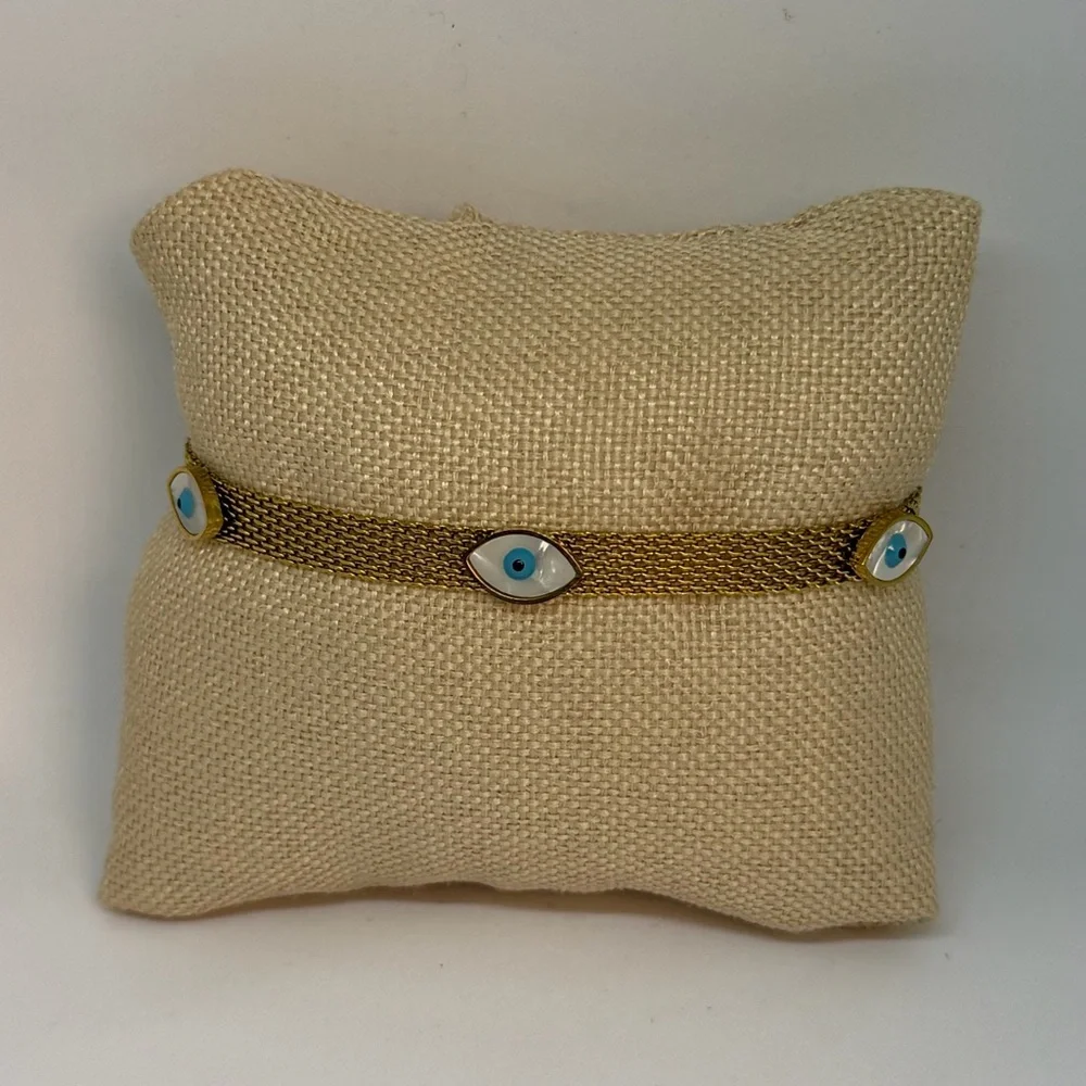 Evil Eye Mesh Bracelet | Adjustable Protection Jewelry